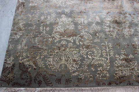 Modern Blue Hand Knotted 90 X 121  Area Rug 905-112405 Image 1