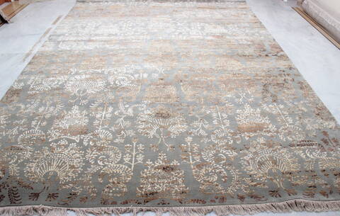 Modern Blue Hand Knotted 90 X 121  Area Rug 905-112405 Image 4