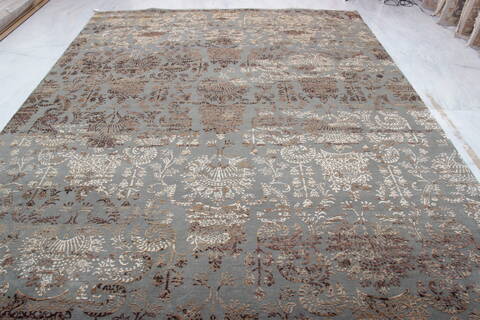 Modern Blue Hand Knotted 90 X 121  Area Rug 905-112405 Image 5