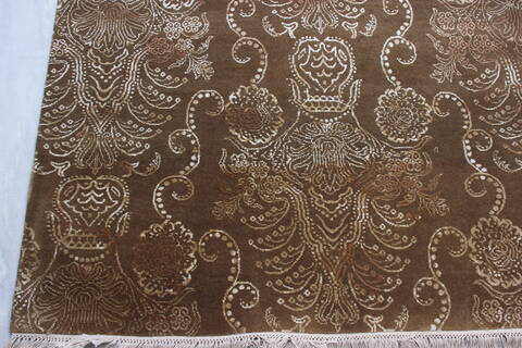 Modern Brown Hand Knotted 92 X 123  Area Rug 905-112406 Image 1