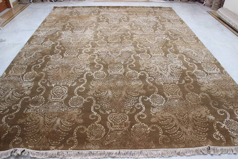 Modern Brown Hand Knotted 92 X 123  Area Rug 905-112406 Image 2