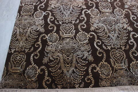 Modern Brown Hand Knotted 91 X 124  Area Rug 905-112409 Image 1