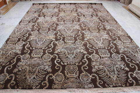 Modern Brown Hand Knotted 91 X 124  Area Rug 905-112409 Image 2
