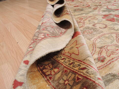 Pishavar Beige Hand Knotted 109 X 150  Area Rug 100-12041 Image 14