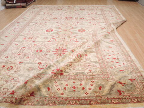 Pishavar Beige Hand Knotted 109 X 150  Area Rug 100-12041 Image 15