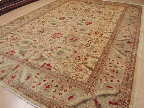 Pishavar Beige Hand Knotted 109 X 150  Area Rug 100-12041 Image 1