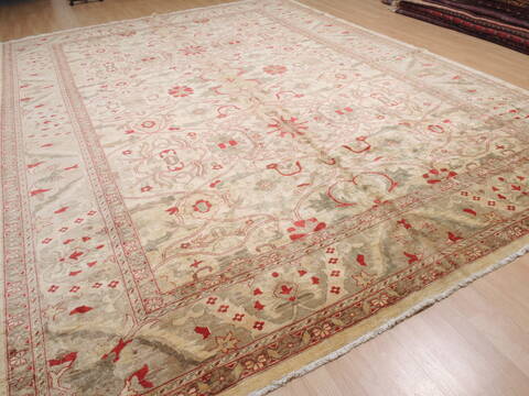 Pishavar Beige Hand Knotted 109 X 150  Area Rug 100-12041 Image 7