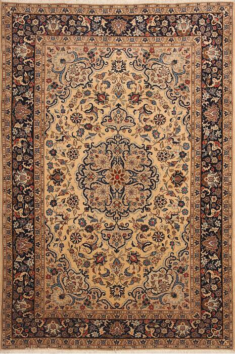 Yazd Beige Hand Knotted 65 X 97  Area Rug 100-12128 Image 0