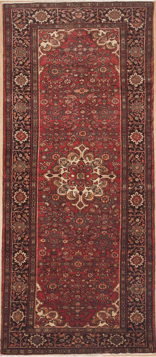 Hamedan Red Runner Hand Knotted 50 X 116  Area Rug 100-12286 Image 0