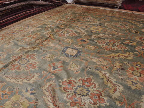 Moshk Abad Green Hand Knotted 145 X 195  Area Rug 100-12350 Image 6