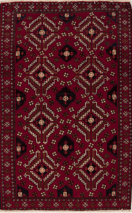 Baluch Red Hand Knotted 41 X 69  Area Rug 251-12425 Image 0