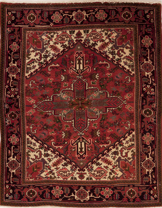 Hamedan Red Hand Knotted 51 X 64  Area Rug 251-12449 Image 0