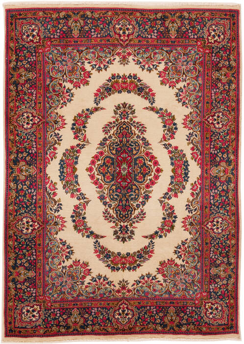 Kerman White Hand Knotted 57 X 71  Area Rug 251-12526 Image 0