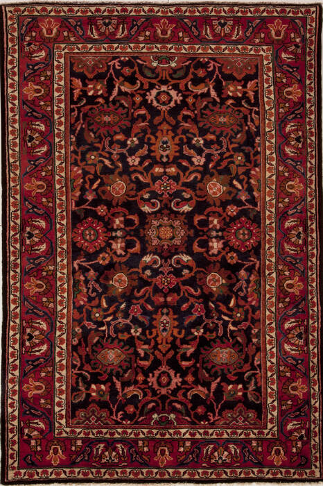 Hamedan Black Hand Knotted 50 X 76  Area Rug 251-12559 Image 0