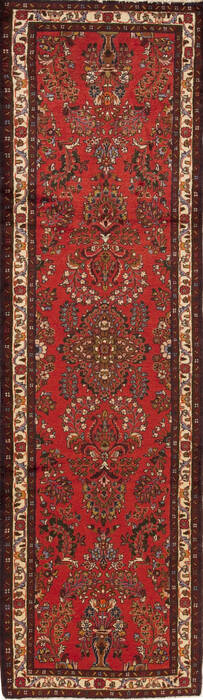 Hamedan Red Runner Hand Knotted 210 X 99  Area Rug 251-12708 Image 0