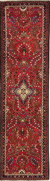 Hamedan Red Runner Hand Knotted 2'9" X 10'2"  Area Rug 251-12711