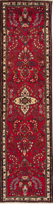 Hamedan Red Runner Hand Knotted 29 X 109  Area Rug 251-12715 Image 0