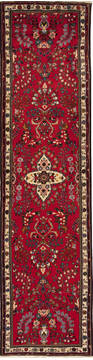 Hamedan Red Runner Hand Knotted 2'9" X 10'9"  Area Rug 251-12715