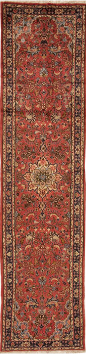 Hamedan Red Runner Hand Knotted 26 X 911  Area Rug 251-12718 Image 0
