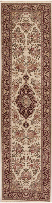 Tabriz White Runner Hand Knotted 26 X 100  Area Rug 251-12763 Image 0