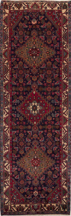 Hossein Abad Blue Runner Hand Knotted 34 X 103  Area Rug 251-12784 Image 0