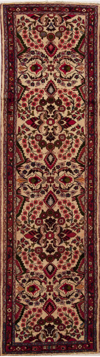 Hamedan Beige Runner Hand Knotted 28 X 95  Area Rug 251-12835 Image 0