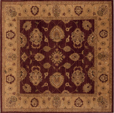 Agra Red Square Hand Knotted 60 X 60  Area Rug 251-12928 Image 0