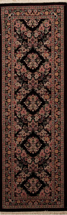 Sarouk Black Runner Hand Knotted 27 X 710  Area Rug 251-12953 Image 0