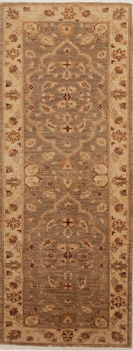 Chobi Brown Runner Hand Knotted 28 X 70  Area Rug 251-12968 Image 0