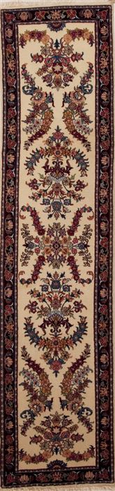 Mashad Beige Runner Hand Knotted 23 X 99  Area Rug 251-12973 Image 0