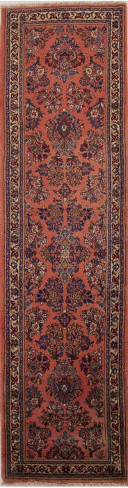 Sarouk Purple Runner Hand Knotted 27 X 105  Area Rug 251-12974 Image 0