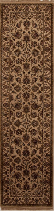 Agra Beige Runner Hand Knotted 26 X 96  Area Rug 251-12977 Image 0