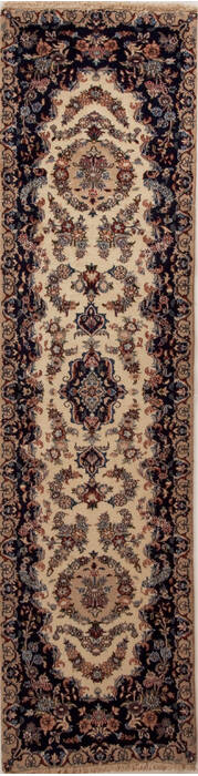 Mashad Beige Runner Hand Knotted 24 X 92  Area Rug 251-12981 Image 0