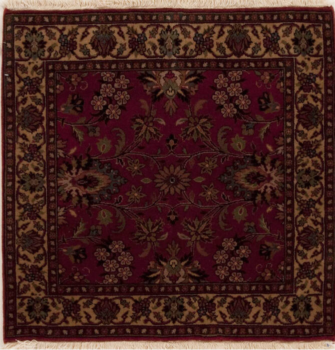 Kashmir Red Square Hand Knotted 30 X 30  Area Rug 251-12998 Image 0