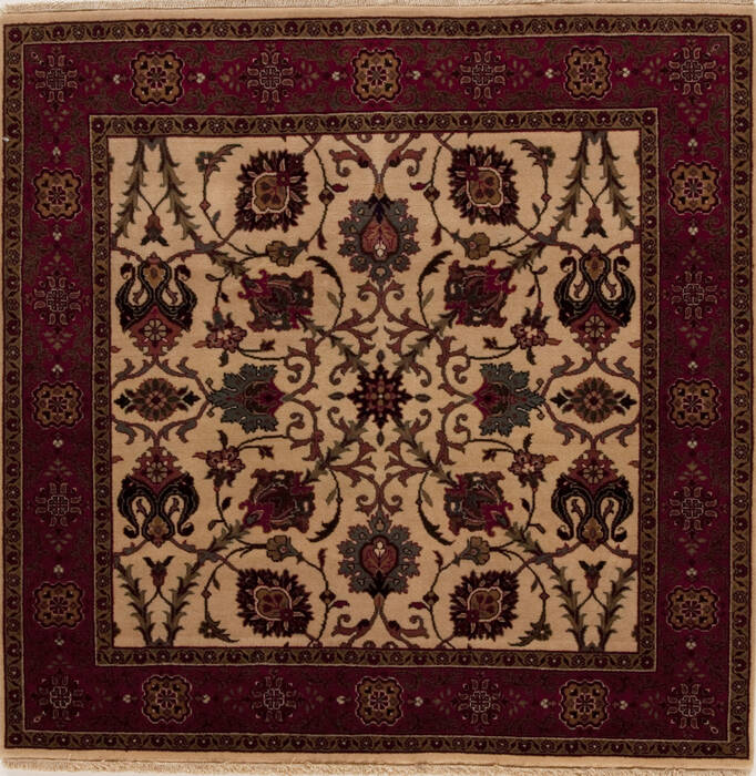 Semnan Beige Square Hand Knotted 40 X 40  Area Rug 251-13008 Image 0