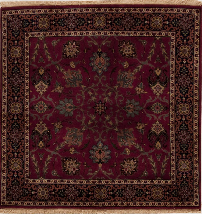 Semnan Red Square Hand Knotted 311 X 41  Area Rug 251-13013 Image 0