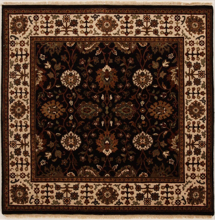 Agra Black Square Hand Knotted 50 X 50  Area Rug 251-13033 Image 0