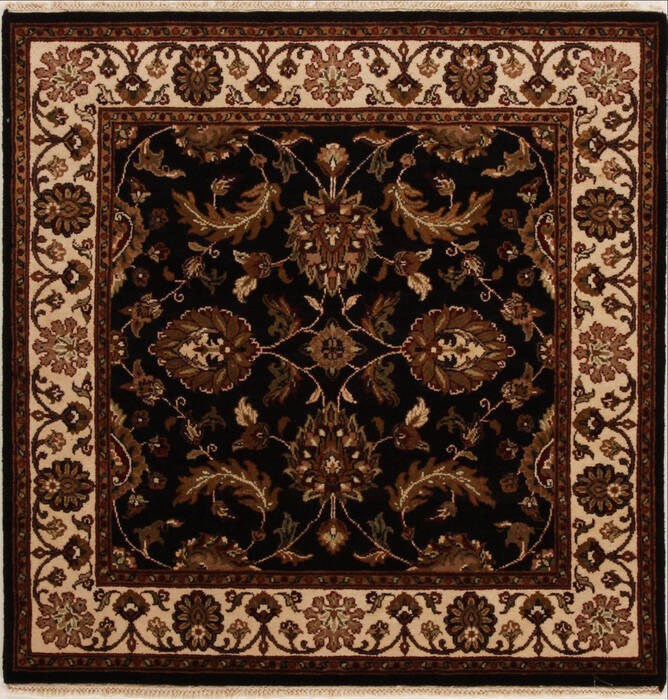 Agra Black Square Hand Knotted 411 X 50  Area Rug 251-13036 Image 0