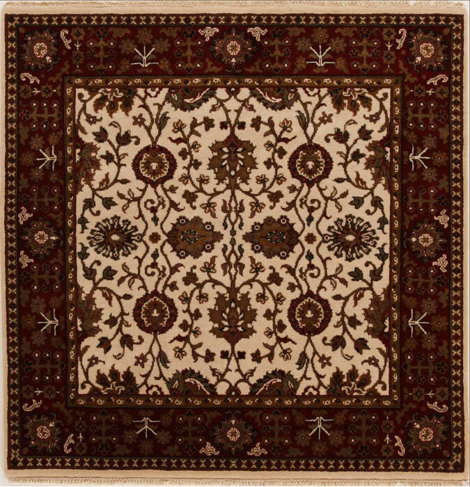 Agra Beige Square Hand Knotted 50 X 50  Area Rug 251-13038 Image 0