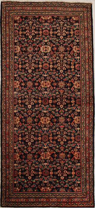 Mahal Blue Runner Hand Knotted 45 X 97  Area Rug 251-13101 Image 0