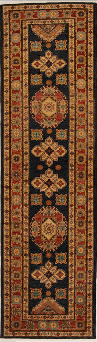 Kazak Blue Runner Hand Knotted 211 X 101  Area Rug 251-13103 Image 0