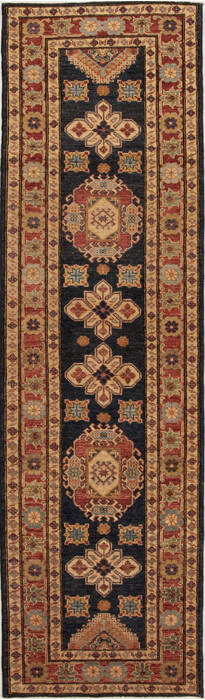 Kazak Blue Runner Hand Knotted 29 X 100  Area Rug 251-13137 Image 0