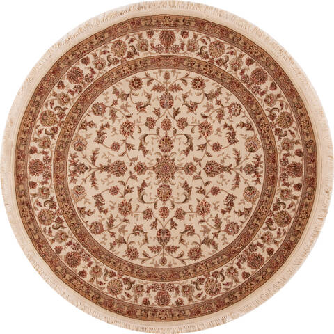 Sino-Persian Beige Round Hand Knotted 60 X 60  Area Rug 251-13192 Image 0