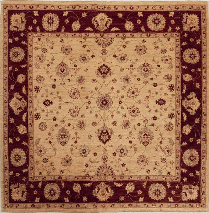 Pishavar Beige Square Hand Knotted 89 X 910  Area Rug 251-13248 Image 0