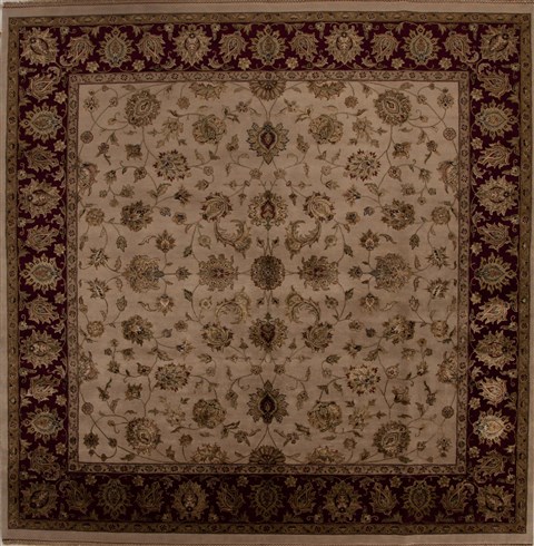 Kashmir Beige Square Hand Knotted 99 X 100  Area Rug 251-13300 Image 0