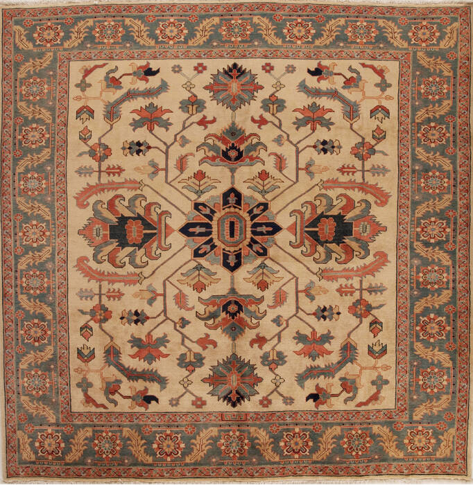Heriz Beige Square Hand Knotted 103 X 103  Area Rug 251-13308 Image 0