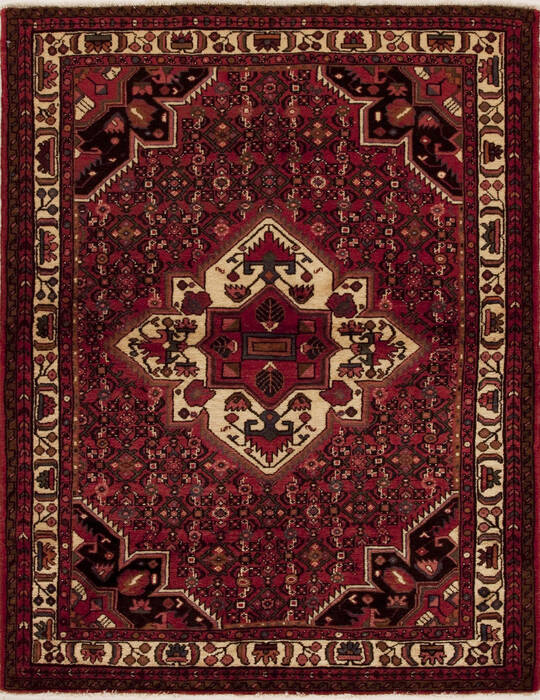 Hamedan Red Hand Knotted 53 X 69  Area Rug 251-13324 Image 0