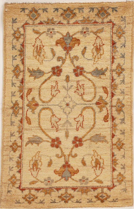 Pishavar Beige Hand Knotted 110 X 31  Area Rug 251-13390 Image 0