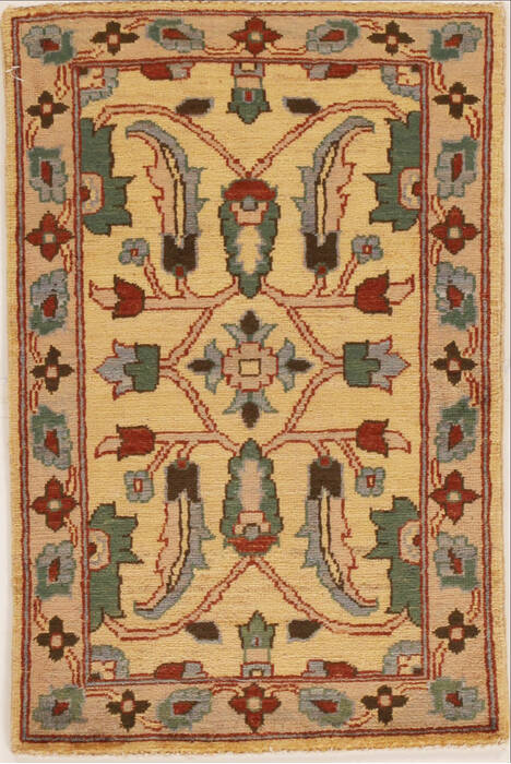 Pishavar Beige Hand Knotted 111 X 211  Area Rug 251-13409 Image 0
