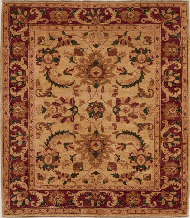 Pishavar Beige Square Hand Knotted 59 X 66  Area Rug 251-13615 Image 0